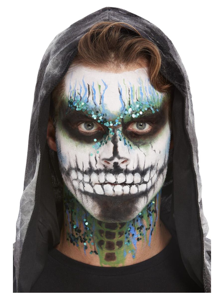 Skeleton Make Up Kit FULL Face Paint Kit Mens Ladies Skull Fancy Dress