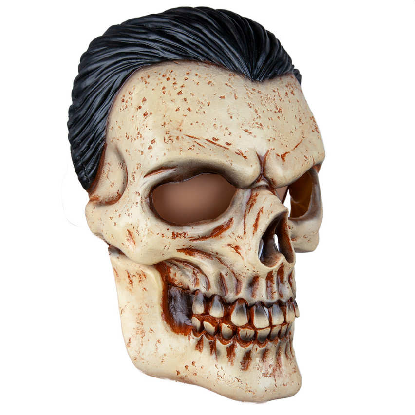 Skull Mask Adults Skeleton Halloween Latex Mask With Rock Star Hair Fancy Dress