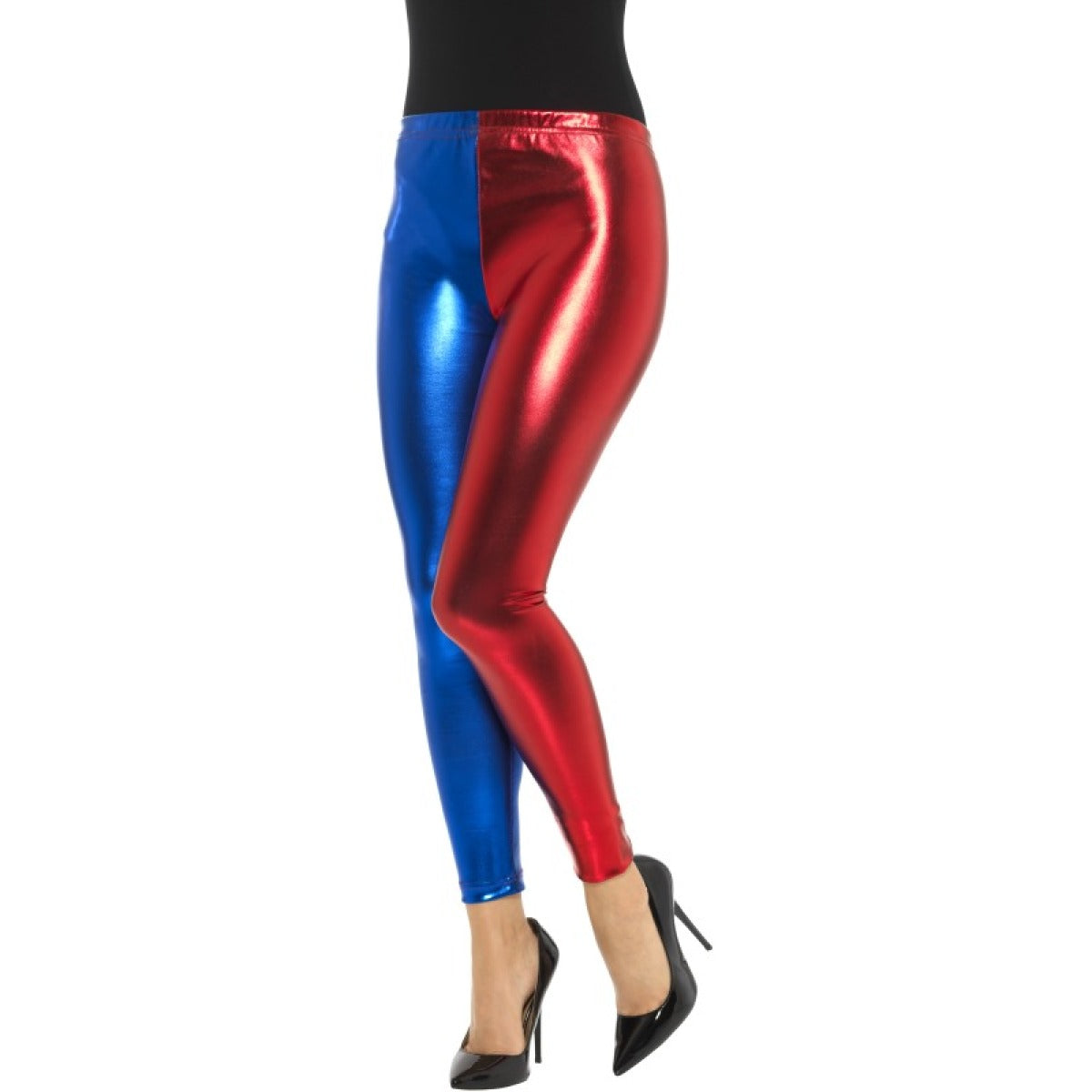 Harlequin Leggings Metallic Red Blue Trousers Fancy Dress Accessory