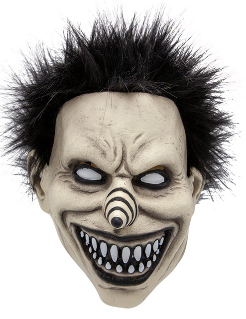 Terror Clown Similing Latex Clown Mask + Hair Adults Halloween Fancy Dress