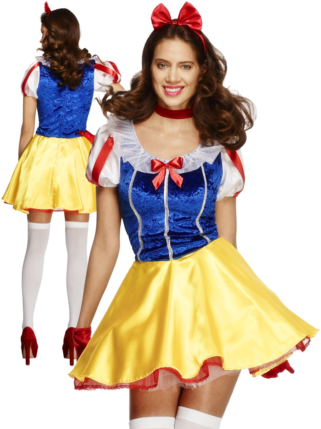 Ladies Snow White Costume Adults Fever Fairytale Fancy Dress Womens Sexy Outfit