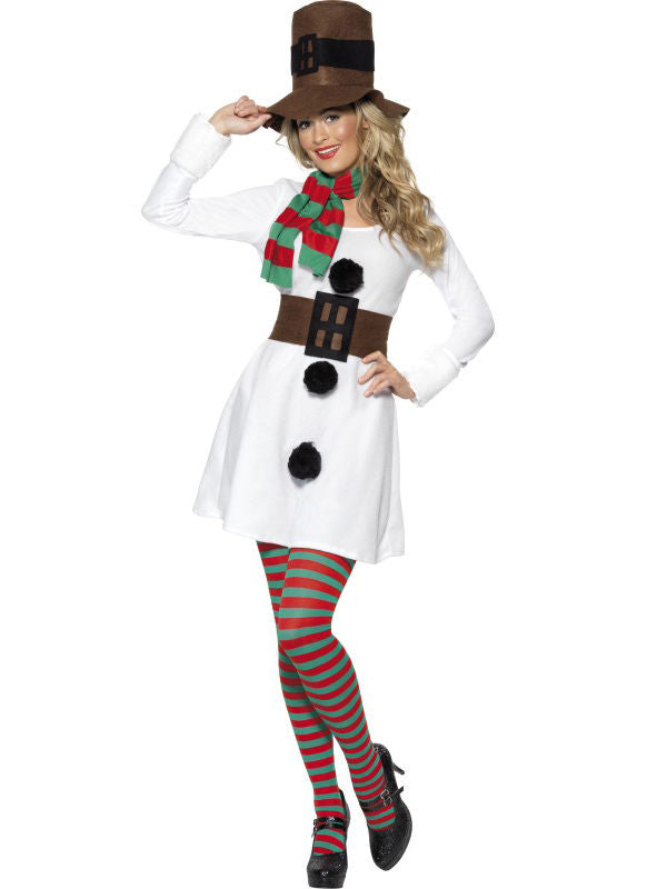 Christmas Snowman Costume Ladies Sexy Christmas Fancy Dress Womens UK 8-18