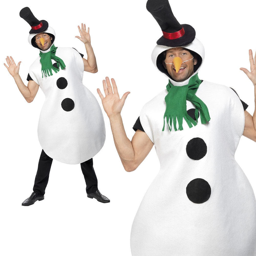 Adult Snowman Costume Christmas Mens Ladies Olaf Fancy Dress Xmas Outfit OS