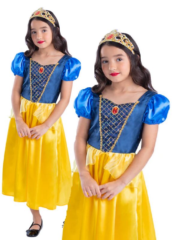 Snow Princess Costume Fairytale Girls Book Day Fancy Dress Outfit Age 4-12
