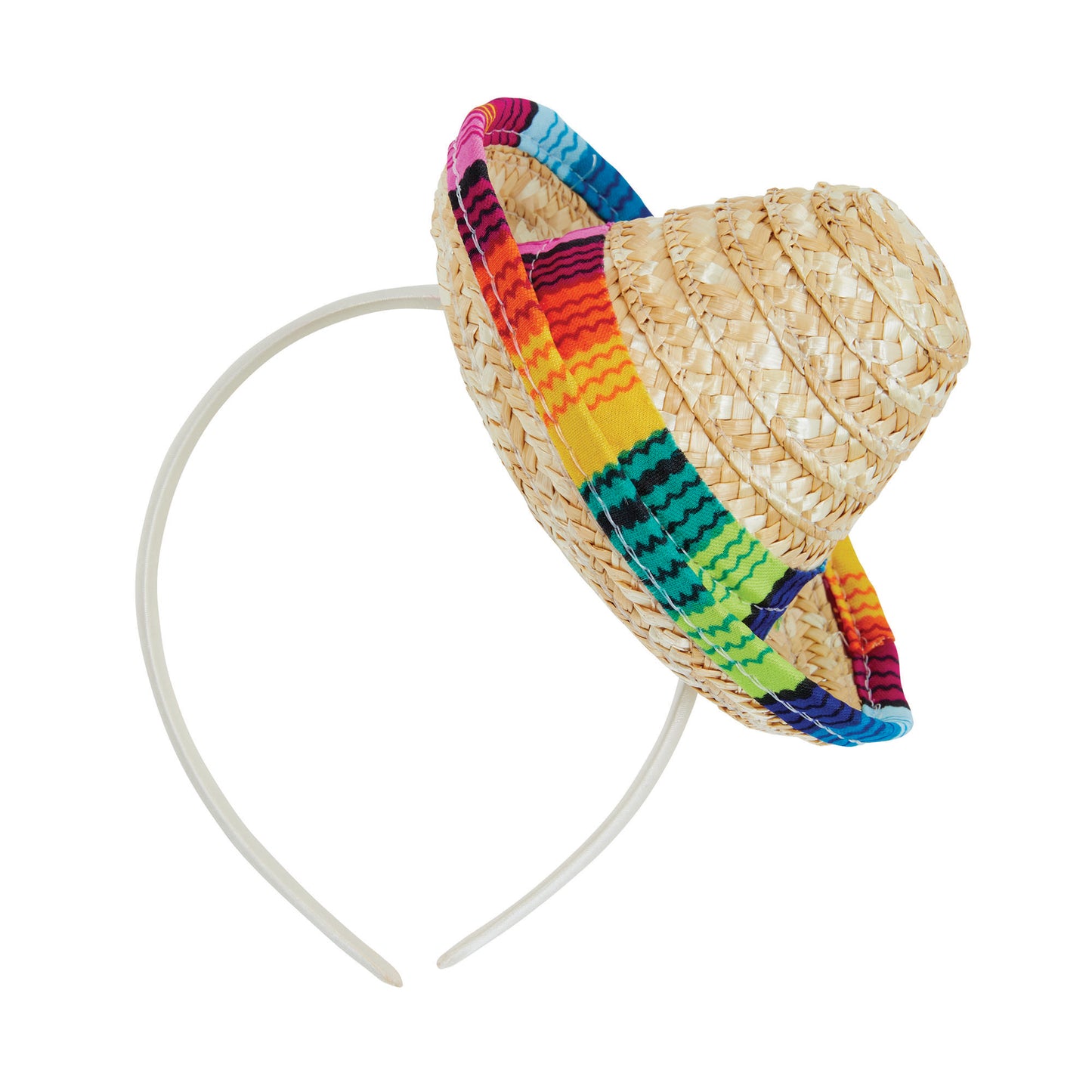 Sombrero Straw Mini Hat on Headband Mexican Spanish Ladies Fancy Dress Accessory