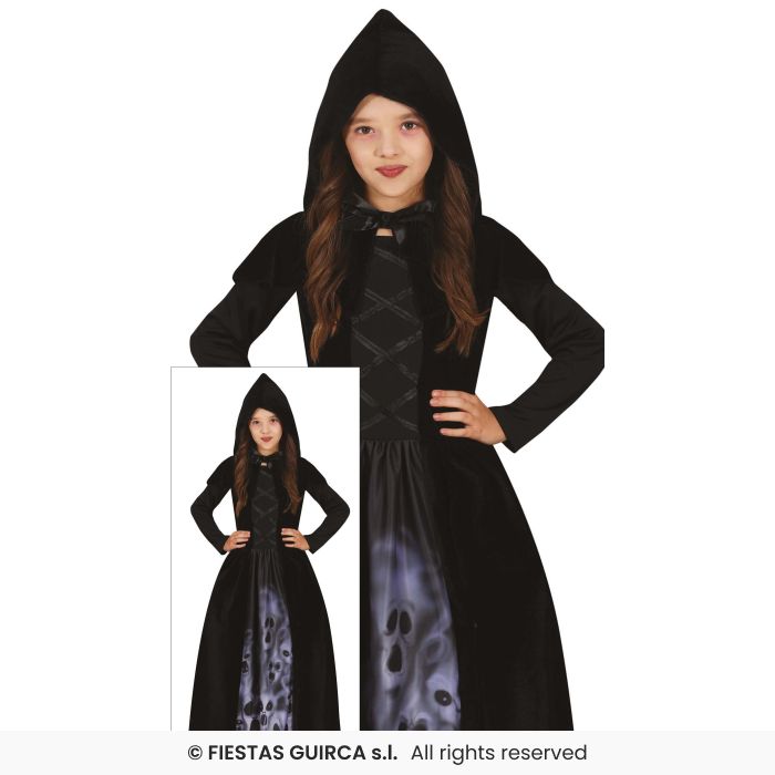 Black Hooded Robe Soul Hunter Kids Halloween Fancy Dress Costume Age 3-12