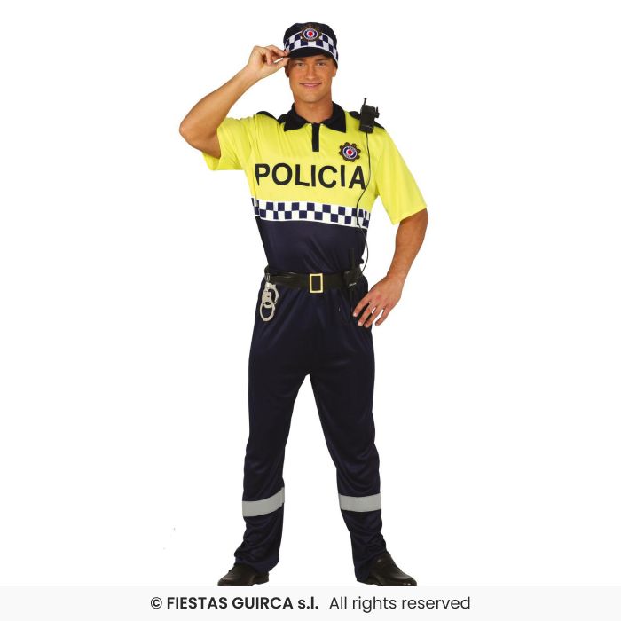 Mens Spanish Policeman Police Officer Adults Fancy Dress Costume Mens Cop + Hat S-XL