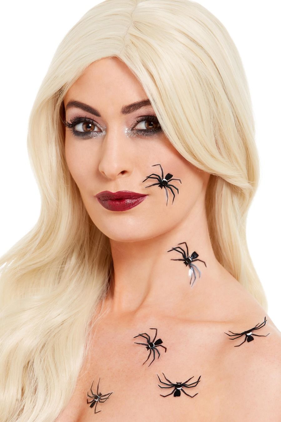 Smiffys Make-Up FX 3D Spider Stickers Halloween Fancy Dress Accessory 6pcs