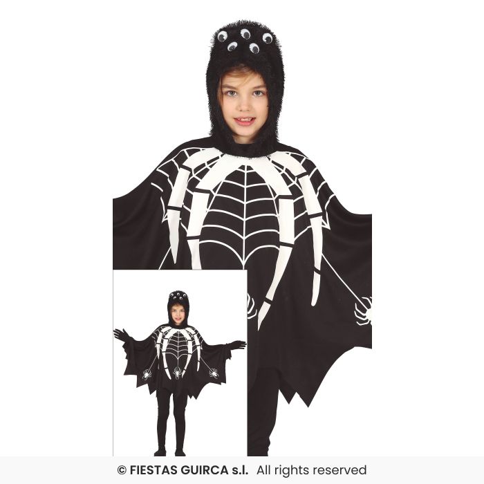 Glow In The Dark Skeleton Poncho Kids Halloween Fancy Dress Outfit Age 3-12