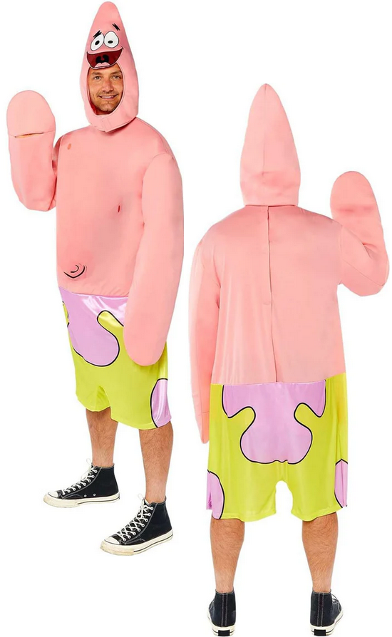 Patrick Sponge Bob Square Pants Adults Fancy Dress Cartoon Official Costume Mens