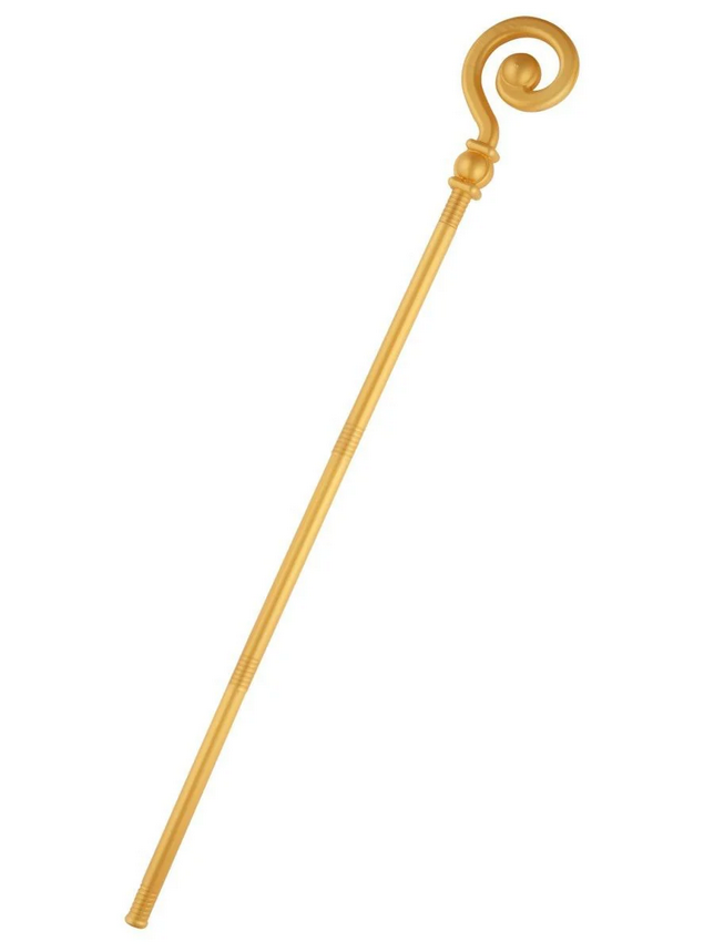 Crozier Staff Gold Shepherds Crook Christmas Nativity Play Fancy Dress Prop 118cm