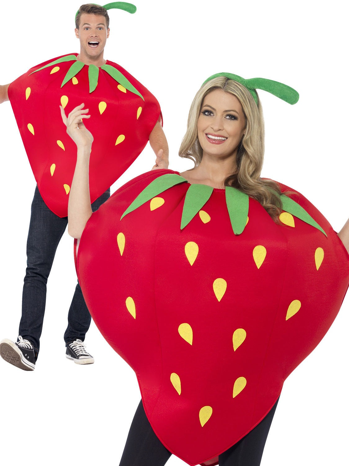 Adult Strawberry Costume Food Summer Fruit Red Fancy Dress Costume Ladies Mens