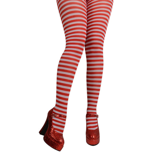 Red & White Candystripe Tights (Min 6)