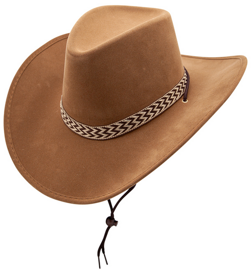 Texan Deluxe Suede Brown Traditional Cowboy Hat Western Rodeo Fancy Dress Prop