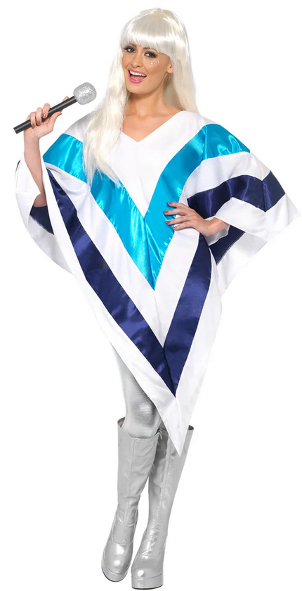 1980s Super Trooper Ladies Music 80s Fancy Dress Poncho Cape New One Size