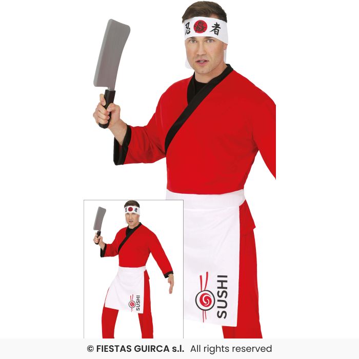 Japanese Chef Costume Adults Sushi Shef Mens Fancy Dress Outfit M-L
