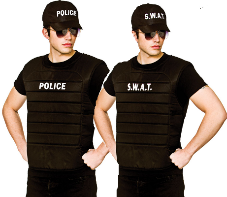 Swat Police Vest Adults Policeman Police Officer Swat Team Fancy Dress Costume Mens
