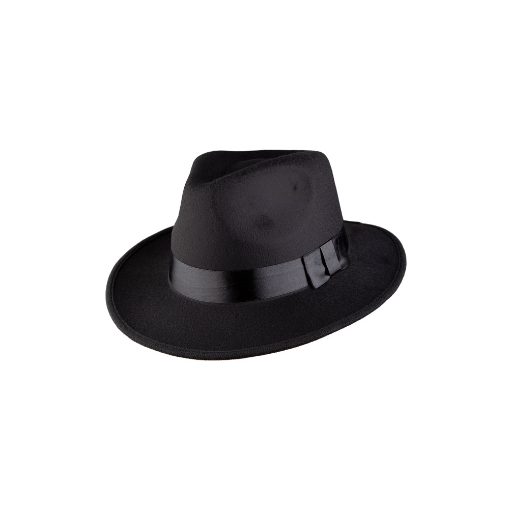Swifty Fedora Hat Black 1920s Gangster Hat Deluxe Adults Fancy Dress Mens Ladies