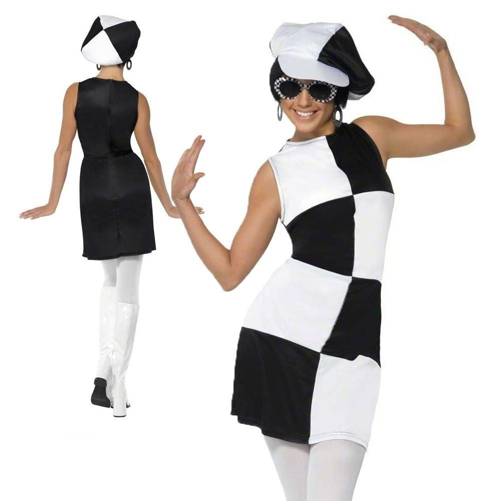Swinging 60s 70s Hippy Party Girl Costume Ladies Womens Fancy Dress New