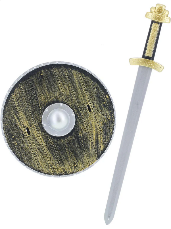 Weapons Set Sword Shield Kids Roman Gladiator Plastic Fancy Dress Accessory