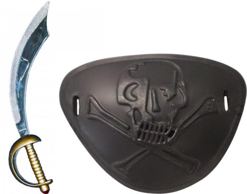 Pirate Sword And Eyepatch Set Adults Child Pirates Fancy Dress Accessory