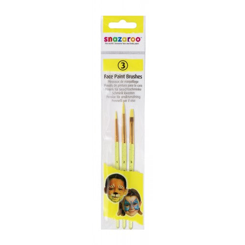Snazaroo Face Painting Brushes Childrens Soft Make Up Brush 3 Pack Fancy Dress