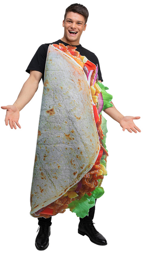 Funny Taco Costume Adults Food Novelty Fun Comedy Fancy Dress Mens Ladies