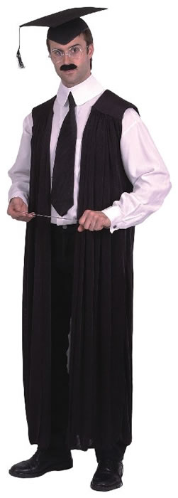 School Teachers Gown Black Headmaster Graduate Uniform Fancy Dress Outfit