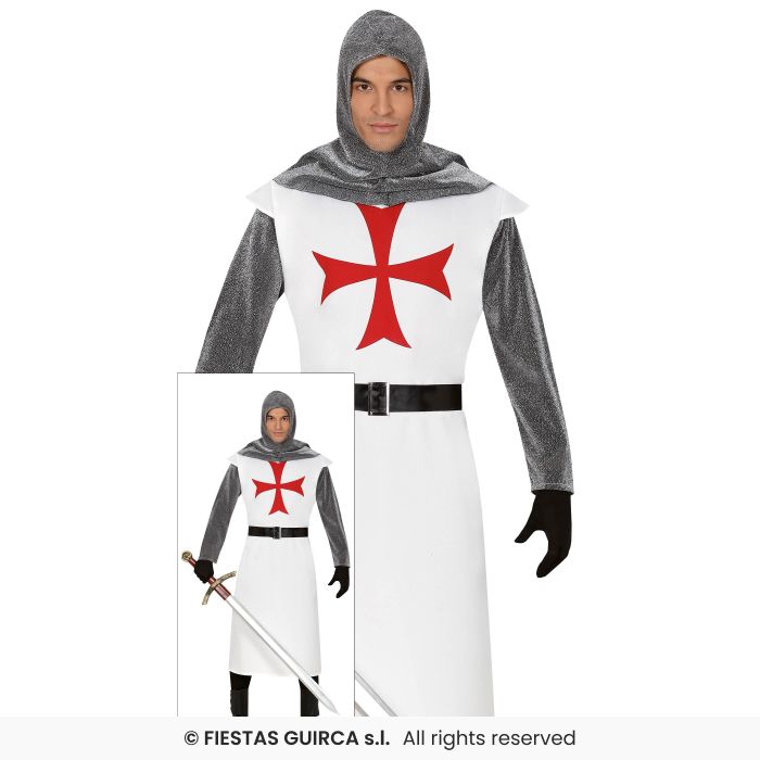 Templar Medieval Kinght Mens Fancy Dress Deluxe Guard Outfit Adults Georges Costume