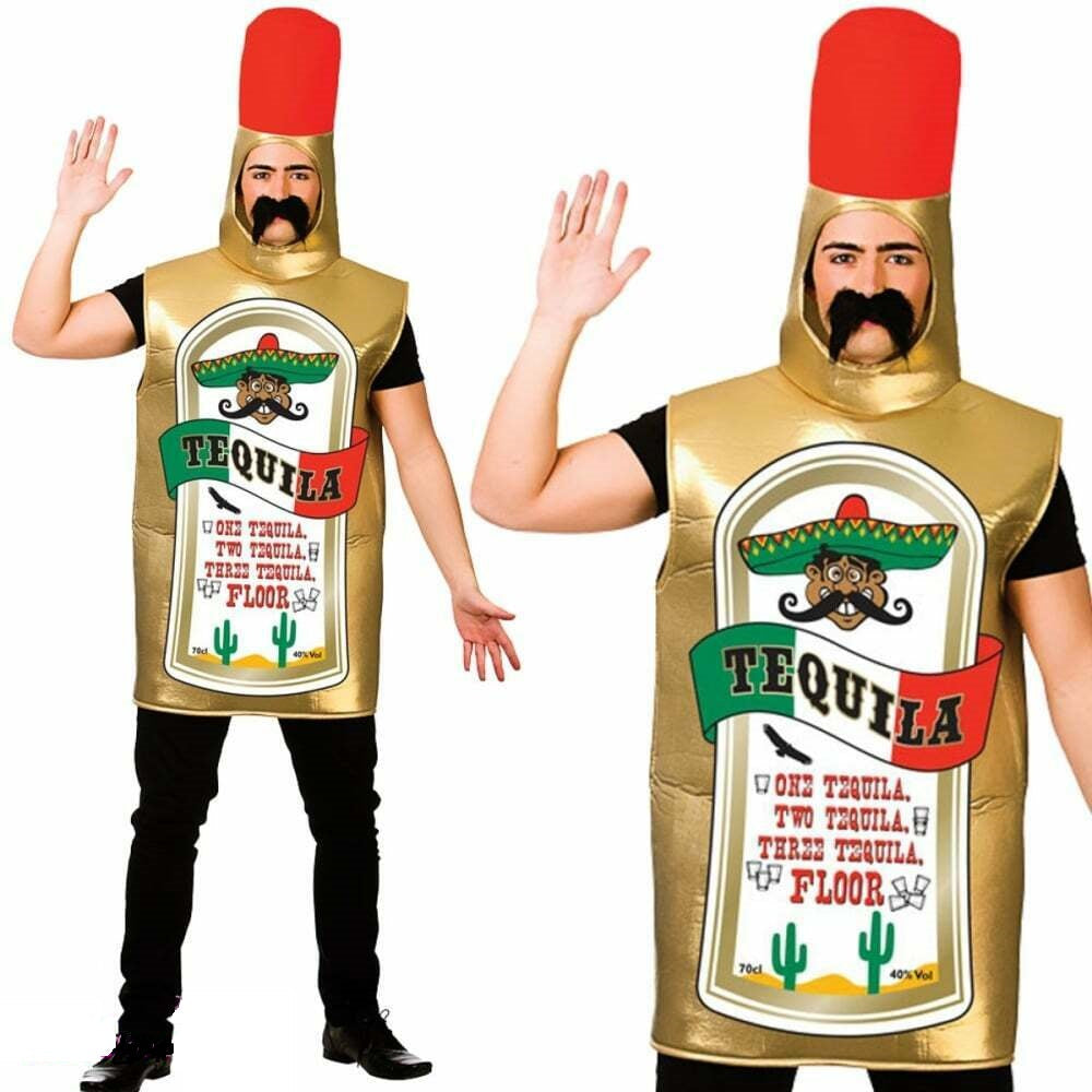 Adult Tequila Bottle Costume Stag Do Mexican Festival Fancy Dress Outfit New