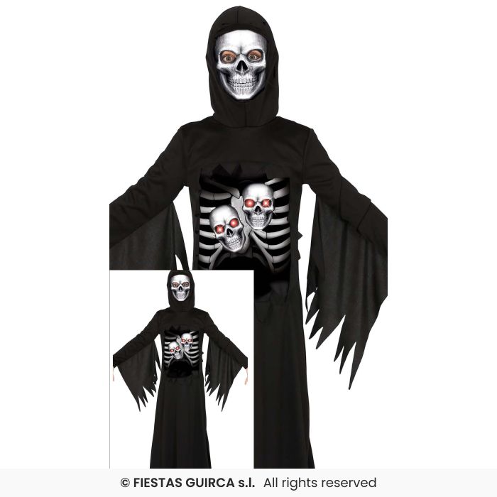 Skull Reaper Kids Halloween Fancy Dress Black Robe Boys Costume Age 3-12