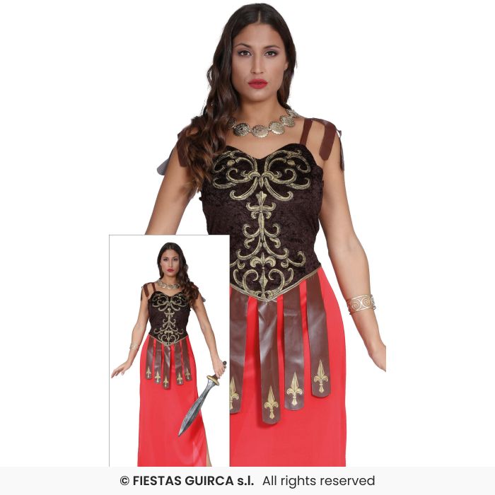 Tiberia Warrior Lady Womans Roman Solider Fancy Dress Medieval Costume UK 8-18