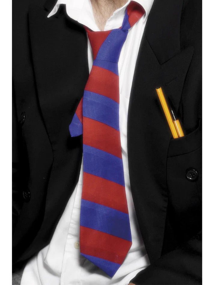 Red & Blue School Boy School Girl Tie Adults Fancy Dress Costume Prop