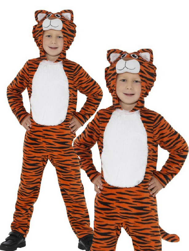 Tiger Costume Boys Girls Zoo Animal Safari Fancy Dress Outfit Kids Book Day
