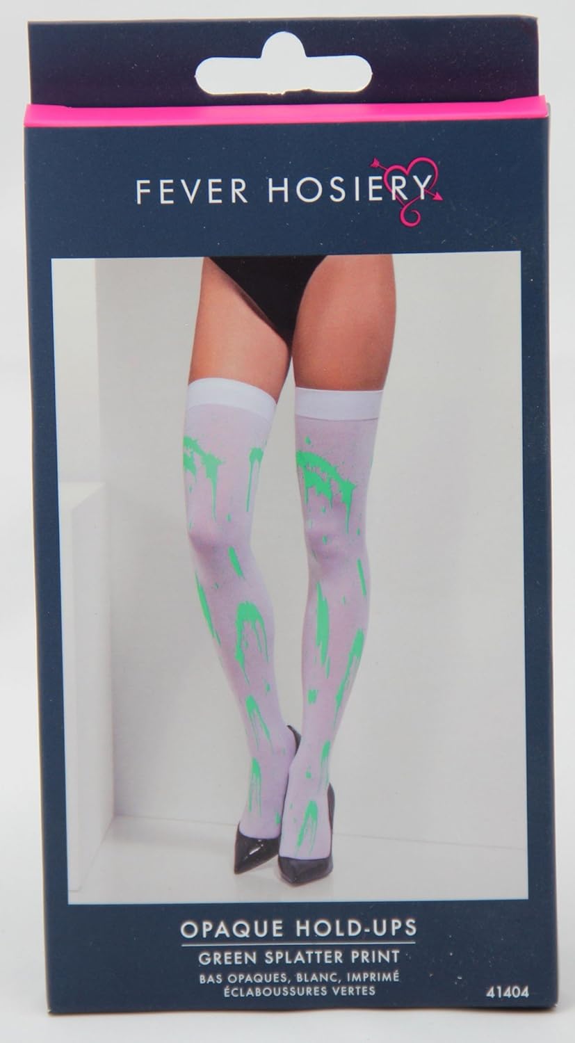 White Hold Ups Green Splatter Fancy Dress Accessory Sexy Halloween