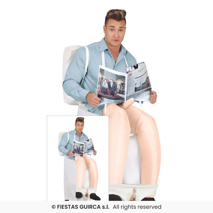 Inflatable Toilet + Fan Adults Novelty Funny Stag Night Fancy Dress Costume