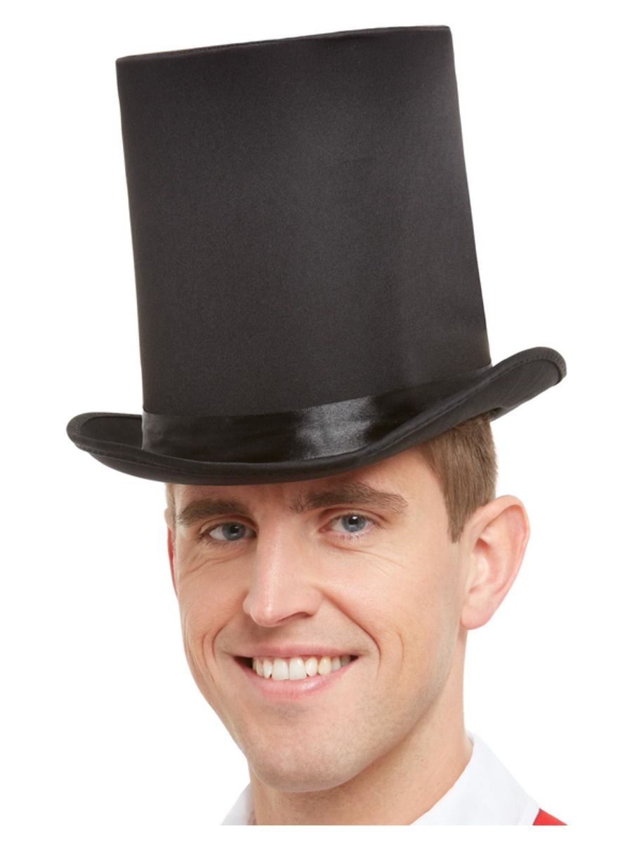 Black Top Hat Deluxe Greatest Showman Fancy Dress Accessory Adults