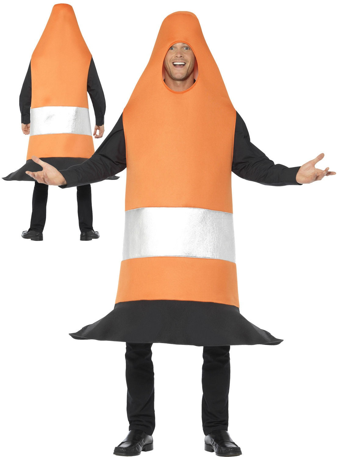 Adults Traffic Cone Costume Mens Ladies Novelty Fancy Dress Stag Party New