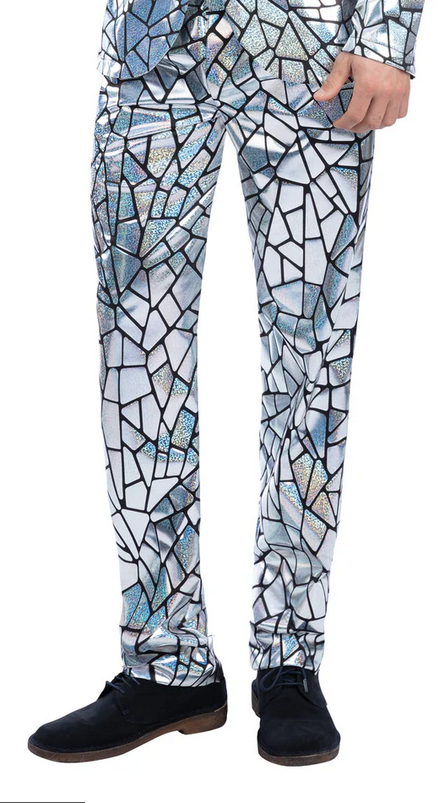 Mirror Mirror Trousers Holographic Iridescent 70s Disco Fancy Dress Costume