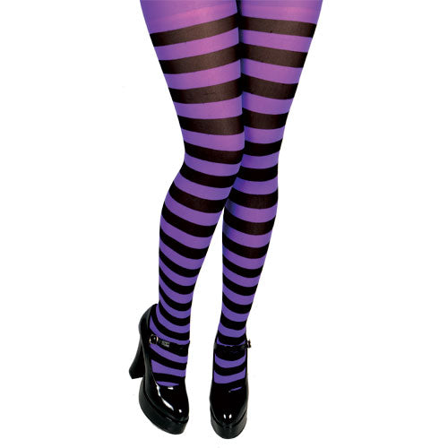 Ladies Striped Tights Fancy Dress Halloween Christmas Hooped Tights OS