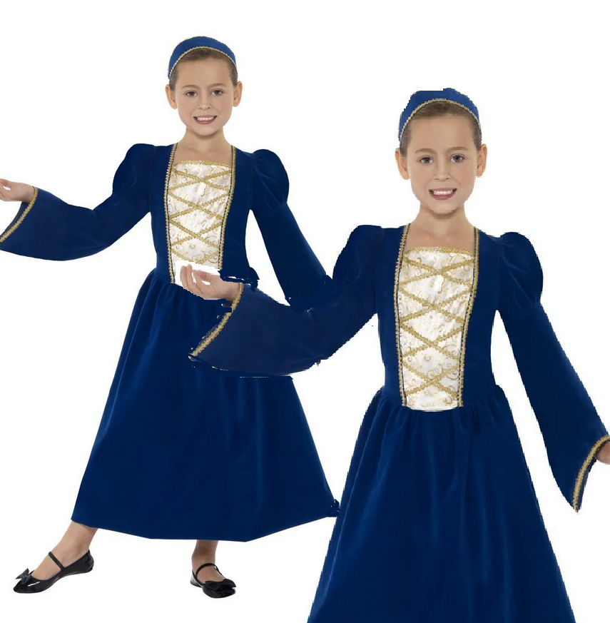 Tudor Princess Costume Girls Medieval Fancy Dress Book Day Costume Kids