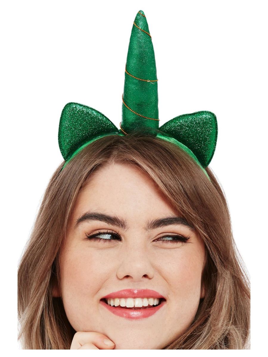 Paddy's Day Metallic Unicorn Headband Irish Leprechaun Fancy Dress Accessory