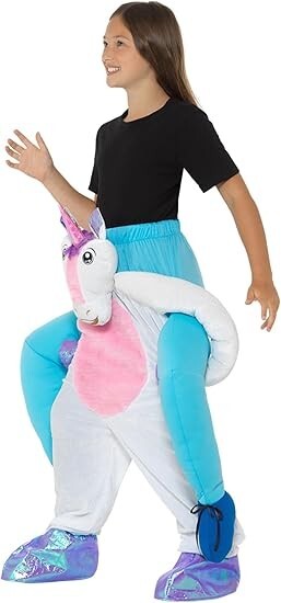 Kids Piggy Back Unicorn Fancy Dress Costume Ages 7-11 Yrs