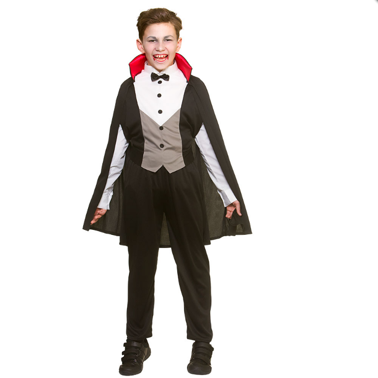 Boys Classic Vampire Costume Dracula Fancy Dress Halloween Horror Child Outfit