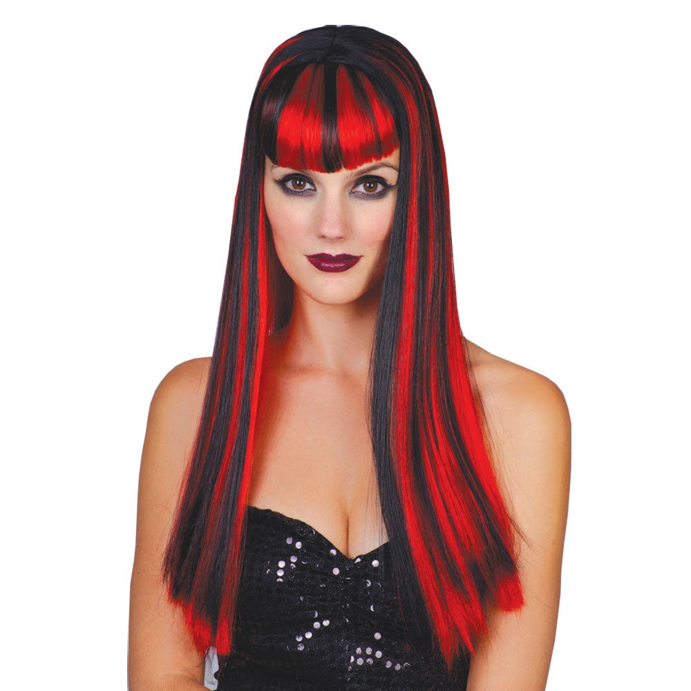 Adult Vampire Wig Ladies Halloween Fancy Dress Vamp Vixen Costume Accessory