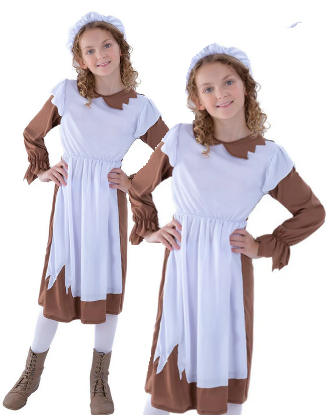 Poor Victorian Costume Girls Book Day Fancy Dress Outfit Kids Educational