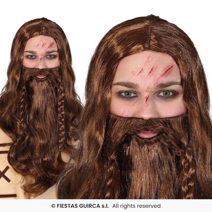 Brown Viking Beard With Wig Mens Braided Beard Medieval Fancy Dress