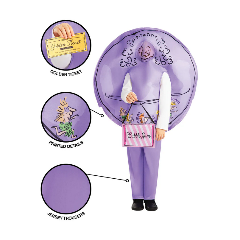 Violet Beauregarde Roald Dahl Kids Book Day Fancy Dress Costume Official Age 5-10