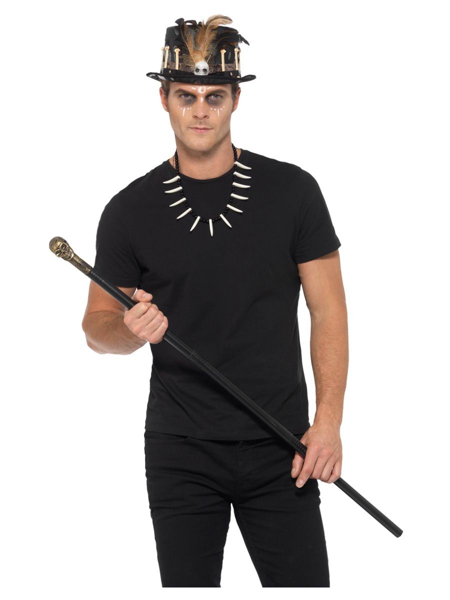 Voodoo Kit Adults Halloween Fancy Dress Costume Kit + Hat + Cane