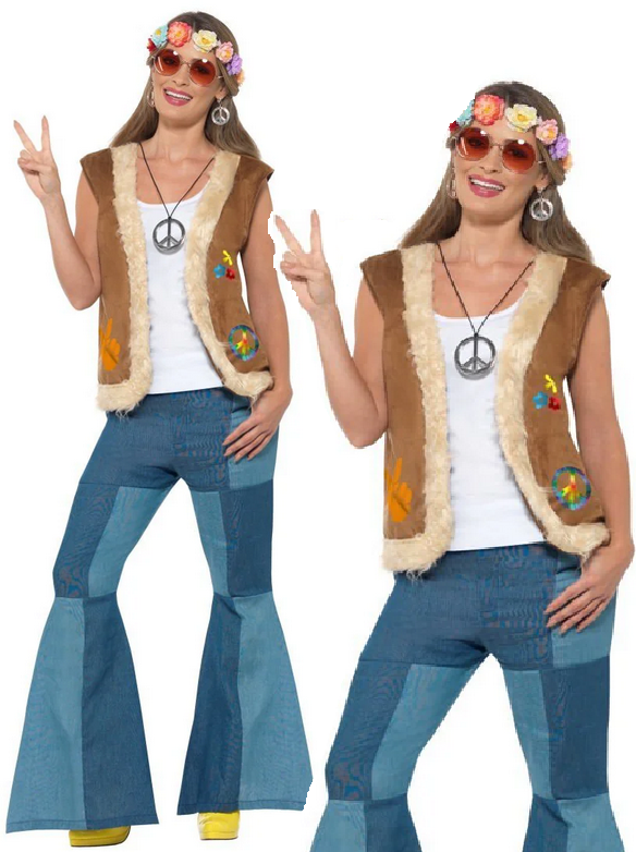 Hippie Waistcoat Hippy 60s 70s Ladies Mens Fancy Dress Accessory Adults